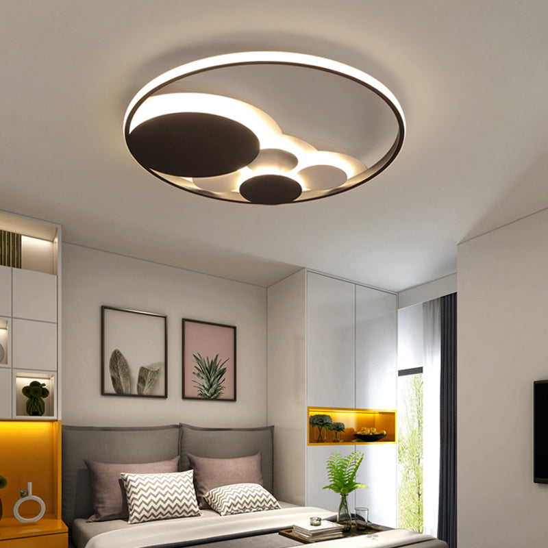 Black Acrylic Led Ceiling Light - Simple Style Flush Mount For Cloth Shop / Warm