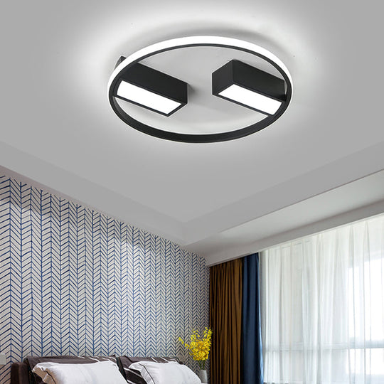 Modern Metal Acrylic Flush Ceiling Light With Led For Study Room Black / White