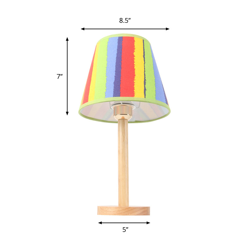 Contemporary Tapered Shade Table Light With Single Head Wood Finish For Study Room Desk