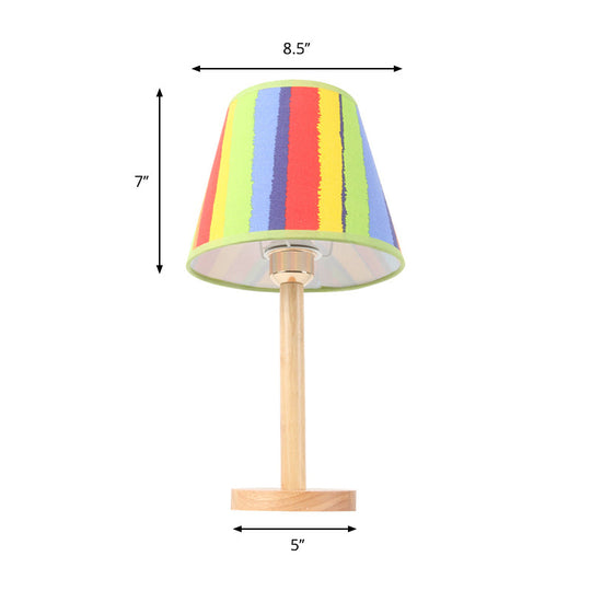 Contemporary Tapered Shade Table Light With Single Head Wood Finish For Study Room Desk