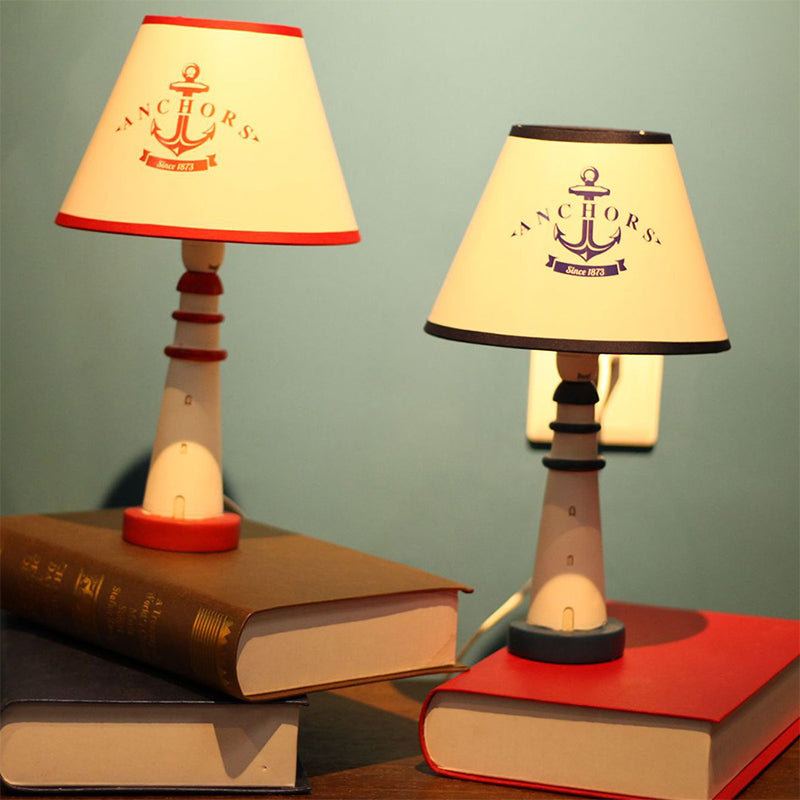 Lighthouse Nautical Desk Lamp: Resin Study Room Light With Plug-In Cord