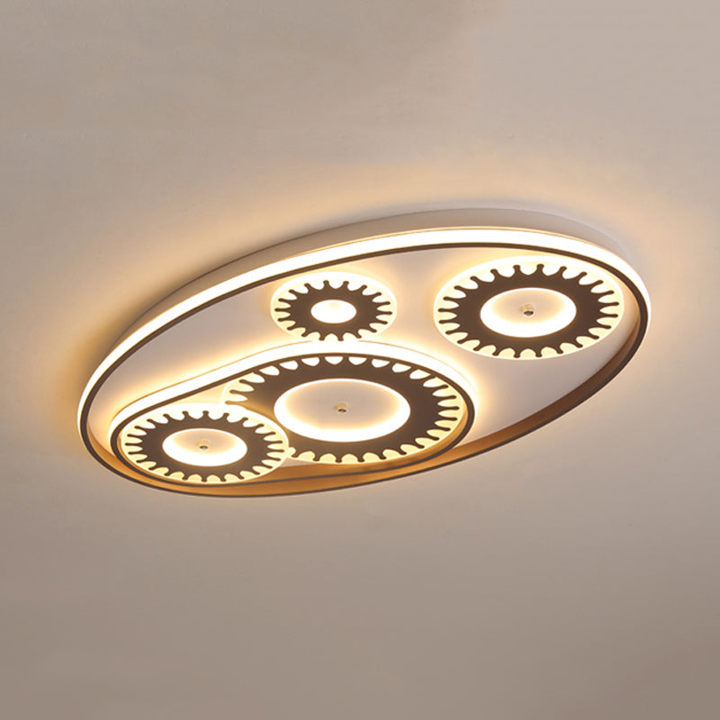 LED Flush Mount Ceiling Light in Contemporary White Acrylic Design for Kid's Room or Balcony