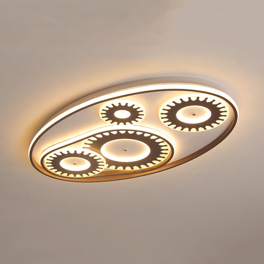 Led Flush Mount Ceiling Light In Contemporary White Acrylic Design For Kids Room Or Balcony