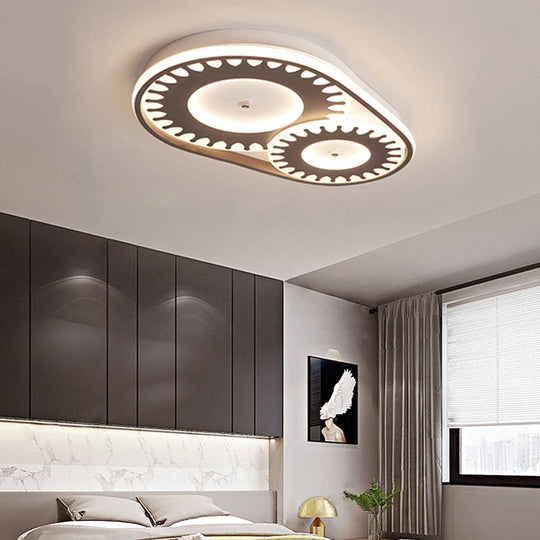 LED Flush Mount Ceiling Light in Contemporary White Acrylic Design for Kid's Room or Balcony