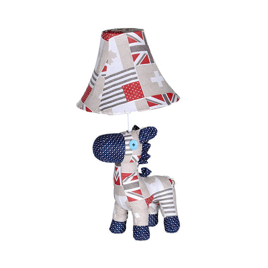 White Fabric Pony Cartoon Desk Lamp With Tapered Shade Perfect For Study Room