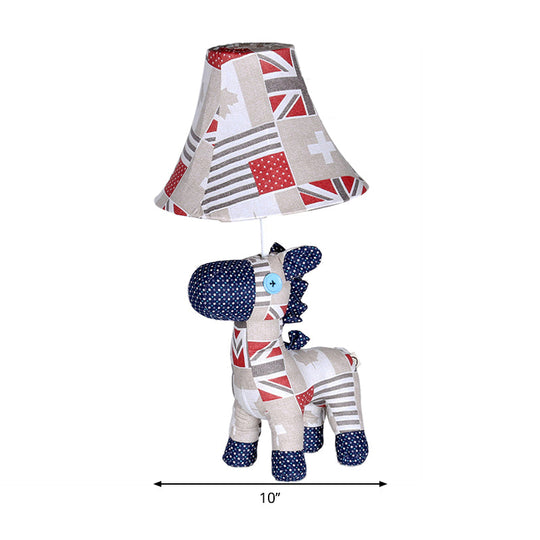 White Fabric Pony Cartoon Desk Lamp With Tapered Shade Perfect For Study Room