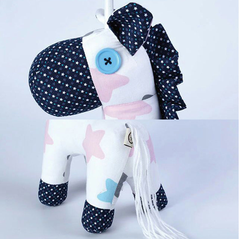 White Fabric Pony Cartoon Desk Lamp With Tapered Shade Perfect For Study Room