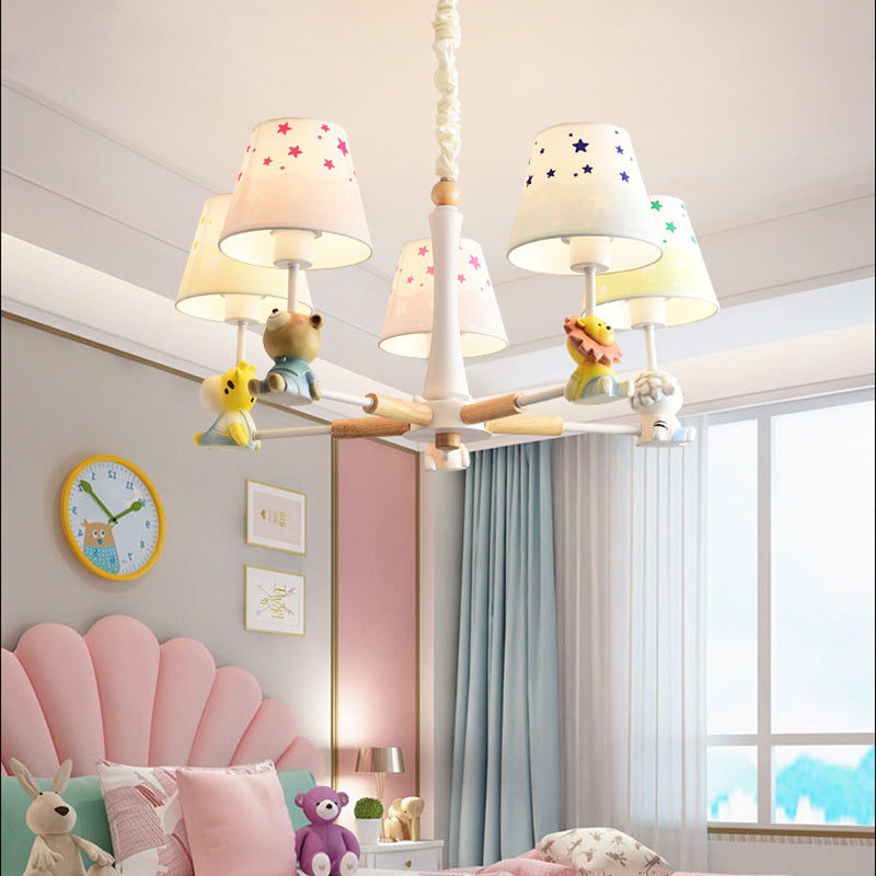 Cartoon Multi-Color Hanging Lamp Fixture - 5-Light Metal Ceiling For Kids Bedroom