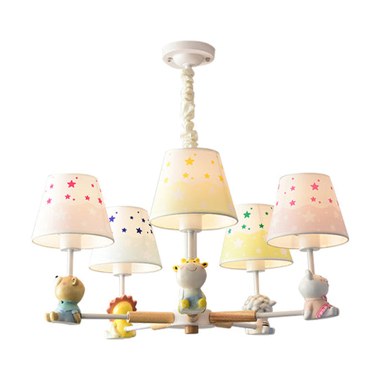 Cartoon Multi-Color Hanging Lamp Fixture - 5-Light Metal Ceiling For Kids Bedroom