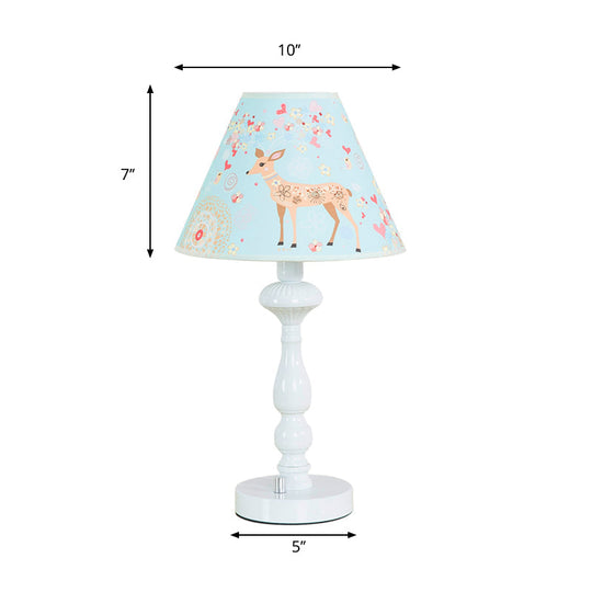 Sky Blue Tapered Shade Study Light - Fabric Reading For Dormitory