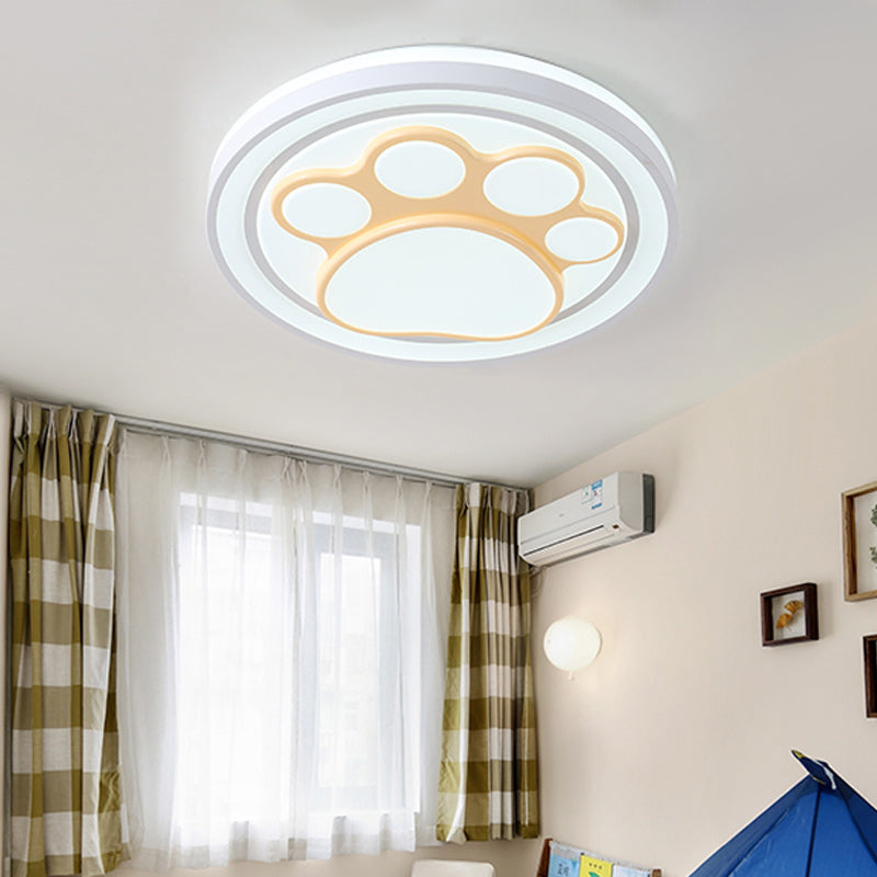 Girls Pink Cartoon Led Ceiling Lamp With Cute Pattern Acrylic Flush Mount Light Orange / B Warm