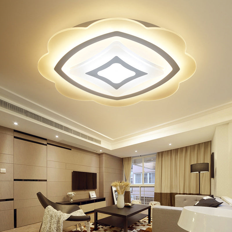 Modern LED Flower Ceiling Light - White Acrylic Fixture for Kid's Bedroom