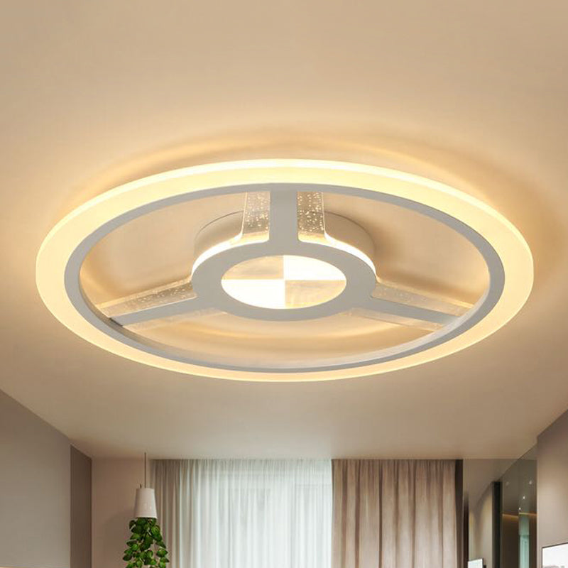 White LED Ceiling Mount Light for Kids with Steering Wheel Design - Perfect for Kindergarten and Foyer