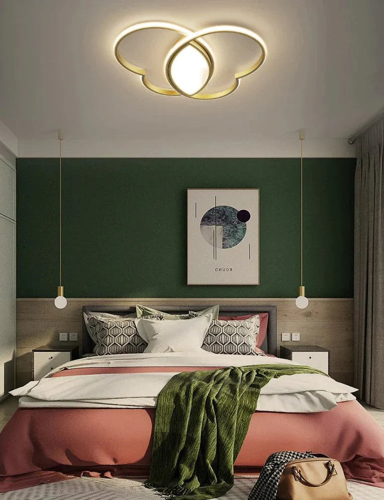 Simple Modern Bedroom Room Butterfly Copper Ceiling Lamp