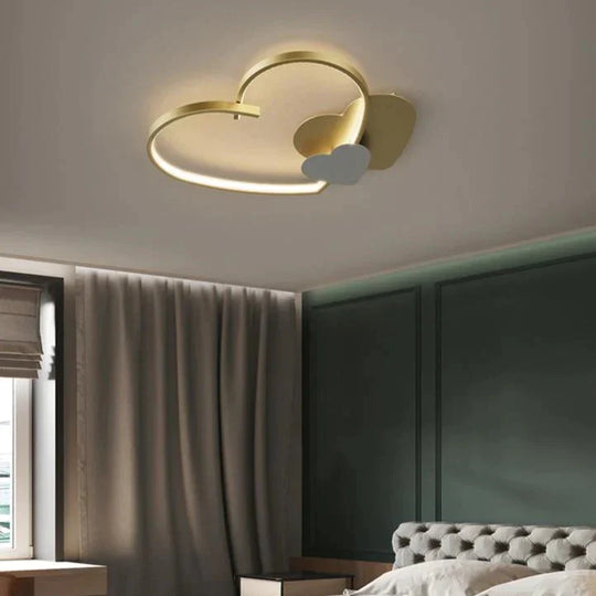 Modern Simple Copper Heart-shaped Led Room Ceiling Lamp