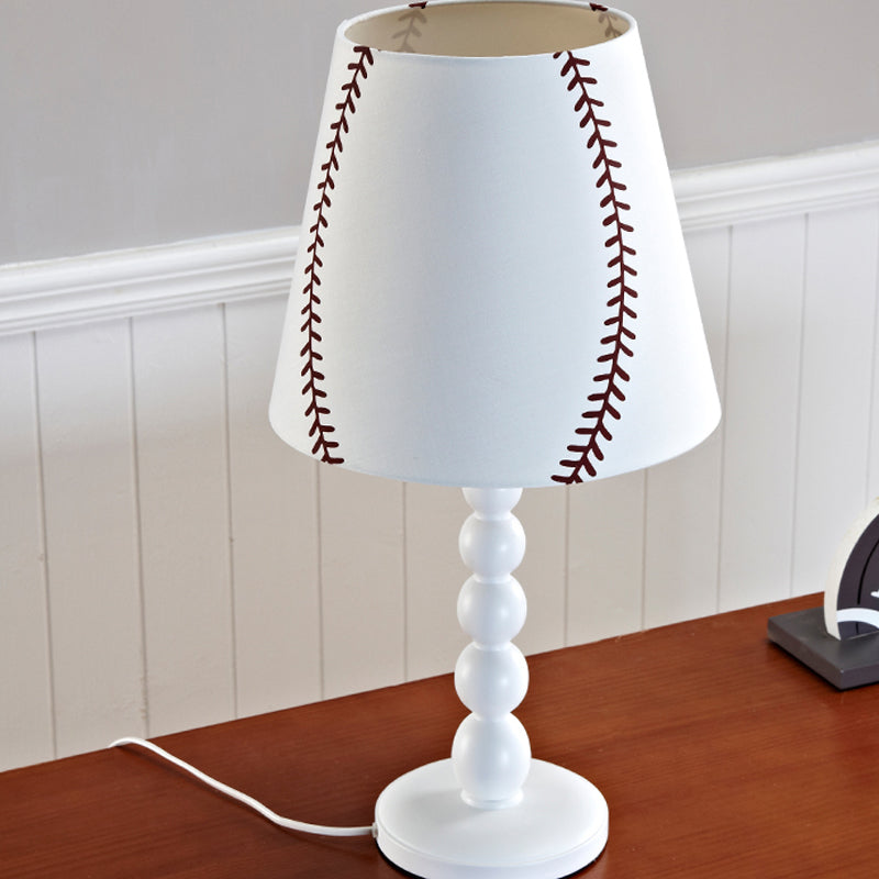 White Tapered Shade Plug-In Desk Light - Modern Fabric Reading Lamp For Study Room