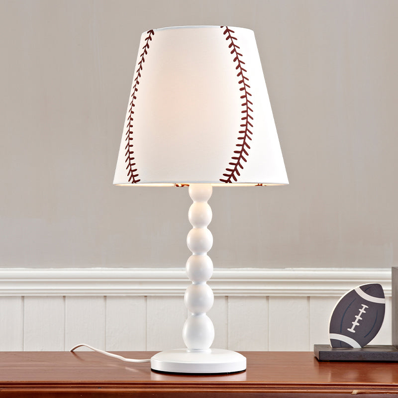 White Tapered Shade Plug-In Desk Light - Modern Fabric Reading Lamp For Study Room