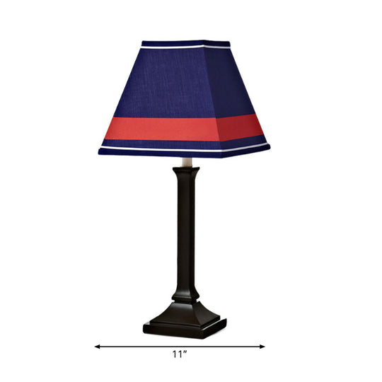 Modern Blue Desk Lamp With Fabric Shade And Plug-In Cord For Study Room Craftsman