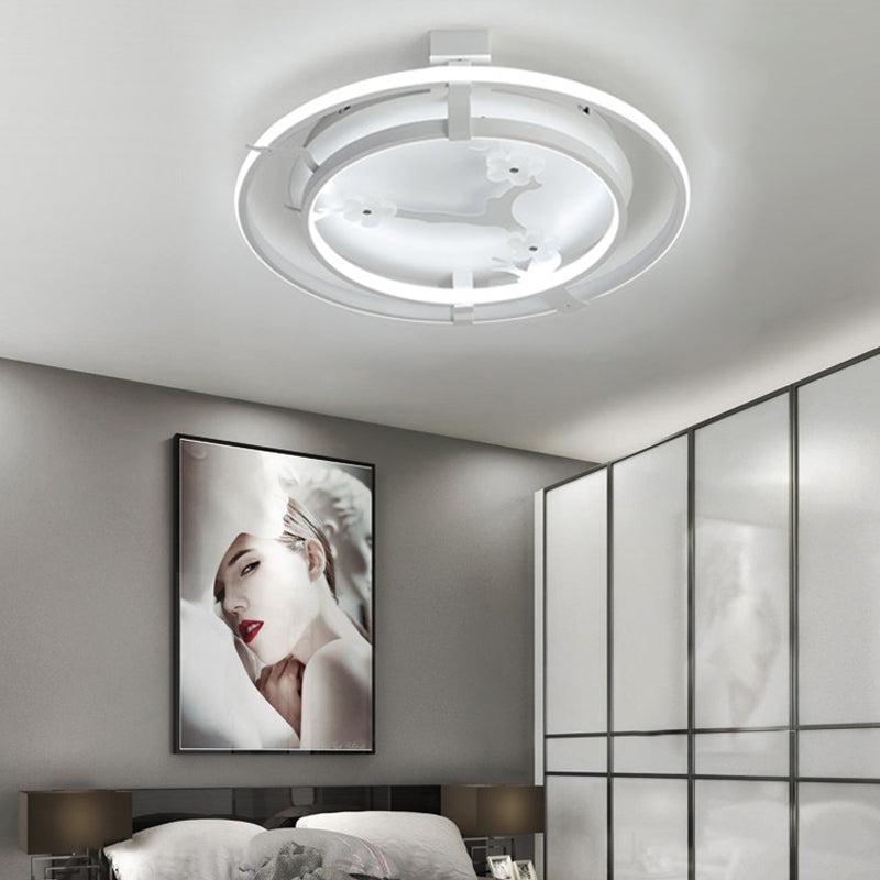 Plum Blossom LED Cartoon Ceiling Light - White Metal Acrylic Flush Mount for Cloth Shop