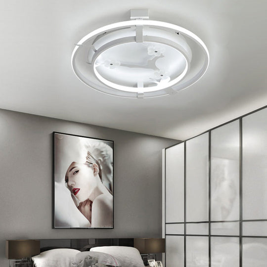 Plum Blossom Led Cartoon Ceiling Light - White Metal Acrylic Flush Mount For Cloth Shop / 17