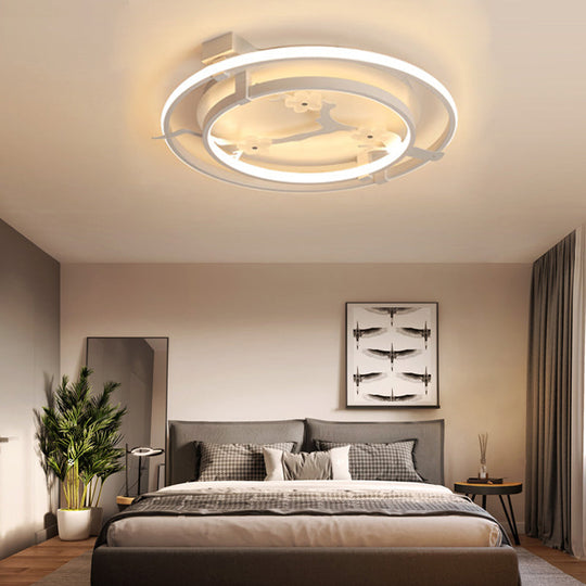 Plum Blossom LED Cartoon Ceiling Light - White Metal Acrylic Flush Mount for Cloth Shop