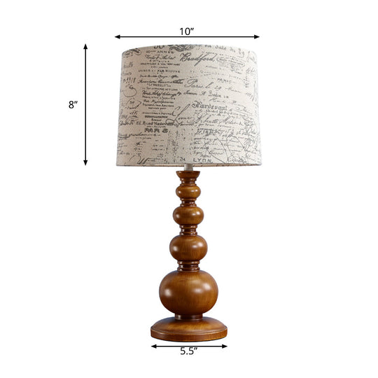 Modern Beige Cylinder Table Lamp With Gourd Base For Study Room