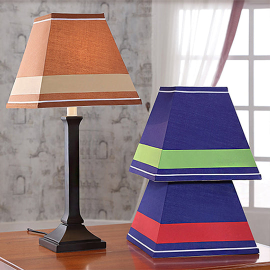 Contemporary Craftsman Study Desk Lamp - One-Light Fabric Shade