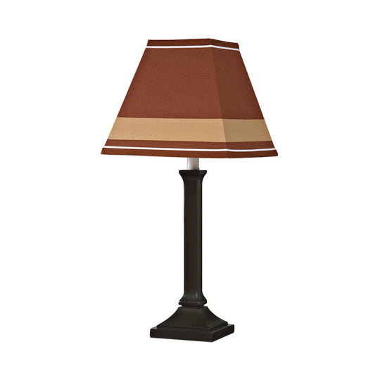 Contemporary Craftsman Study Desk Lamp - One-Light Fabric Shade