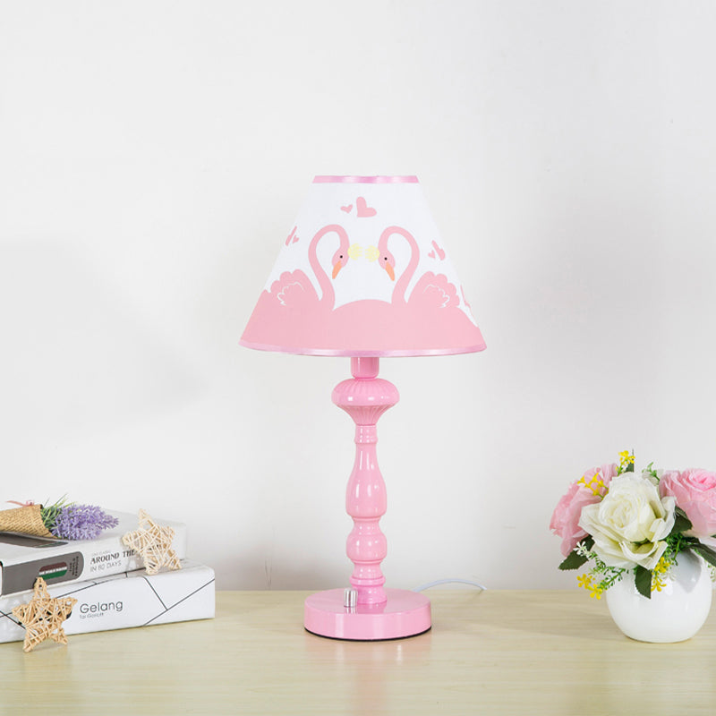 Pink Tapered Shade Desk Light - Modern Stylish Study For Girls Bedroom / Swan