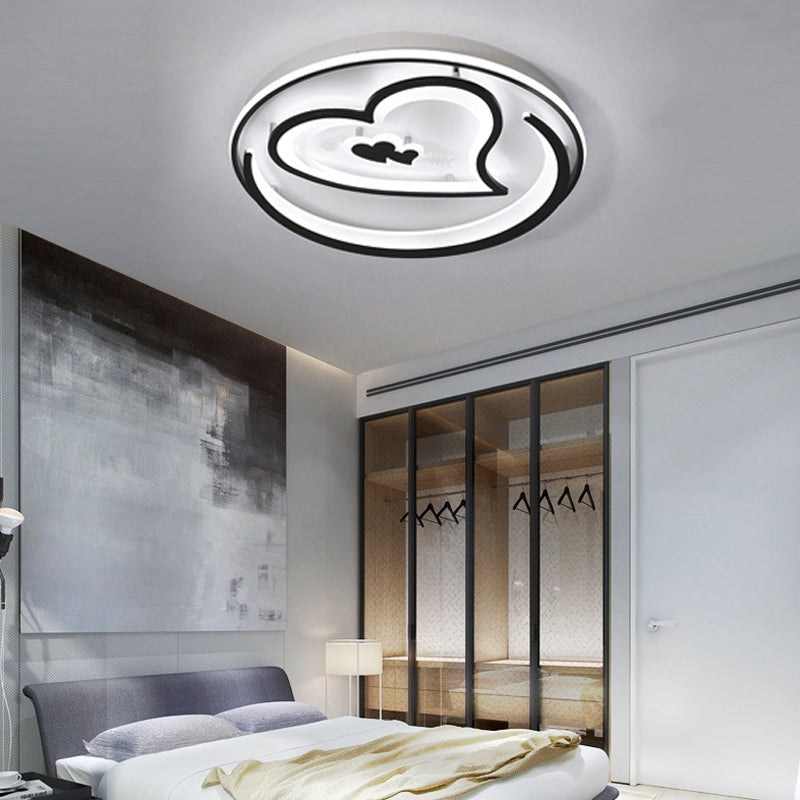 Nordic Style LED Black Acrylic Loving Heart Ceiling Light - Ideal for Hotels and Restaurants