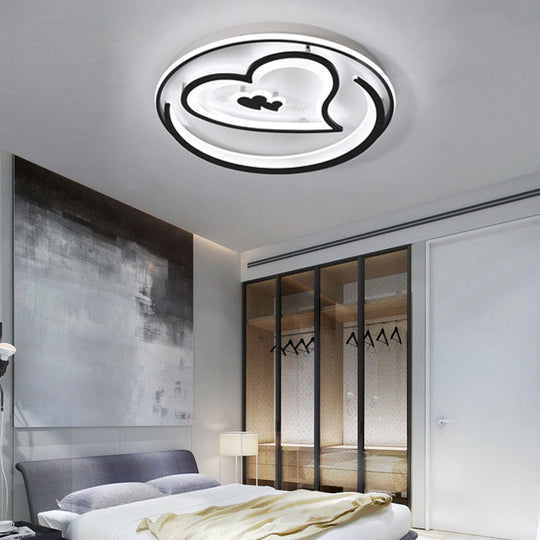 Nordic Style Led Black Acrylic Loving Heart Ceiling Light - Ideal For Hotels And Restaurants / 17