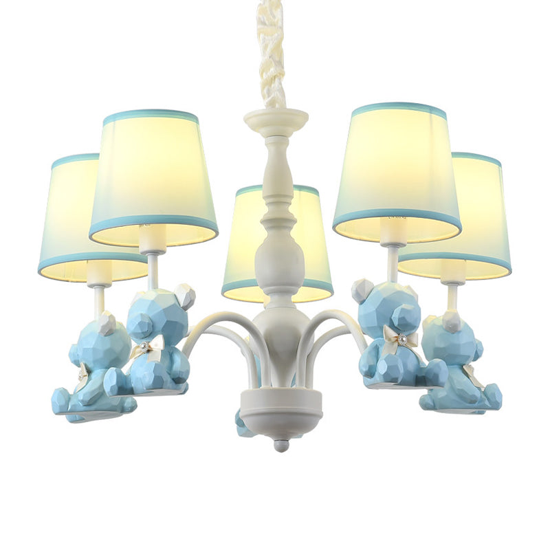 Chic Bear Hanging Ceiling Lamp - Metal And Resin Chandelier For Living Room