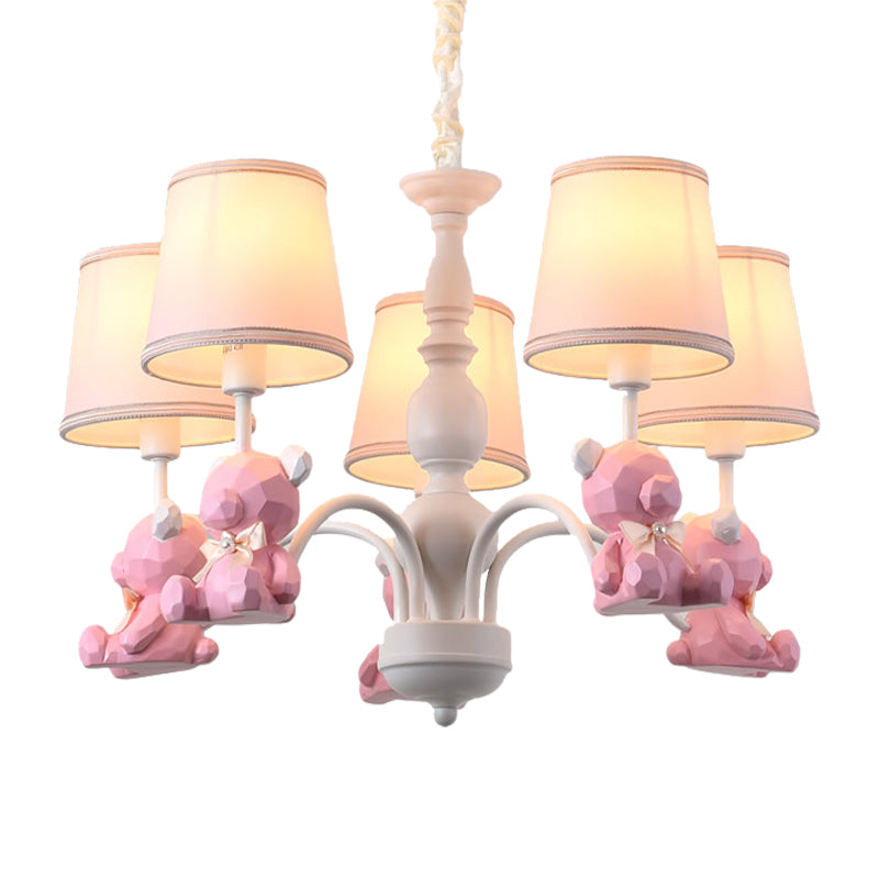 Chic Bear Hanging Ceiling Lamp - Metal And Resin Chandelier For Living Room