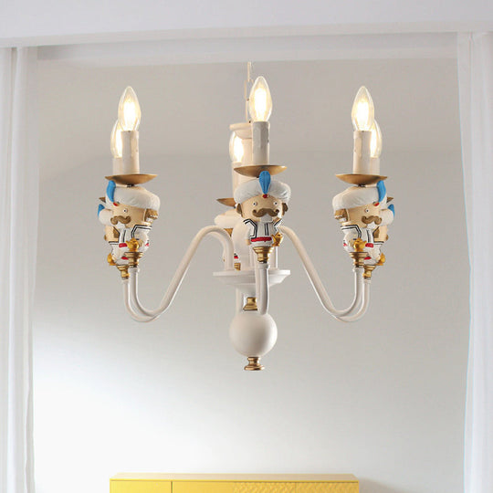 Charming White Cartoon Man Metal Chandelier - Ideal For Dining Room & Hanging Lights