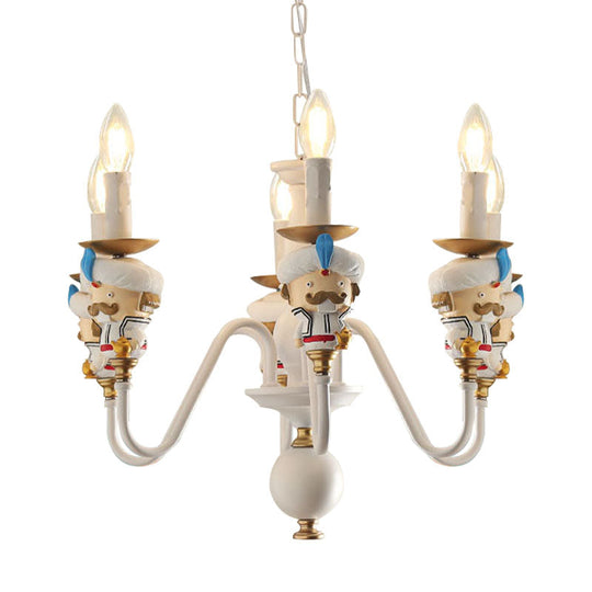 Charming White Cartoon Man Metal Chandelier - Ideal For Dining Room & Hanging Lights