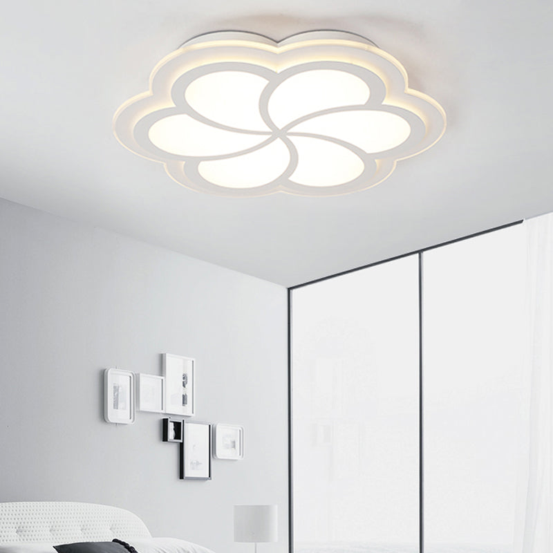 White Blossom Shaped Flush Mount LED Ceiling Lamp for Kids' Balcony and Porch