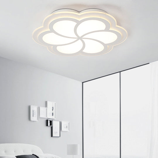 White Blossom Shaped Flush Mount LED Ceiling Lamp for Kids' Balcony and Porch