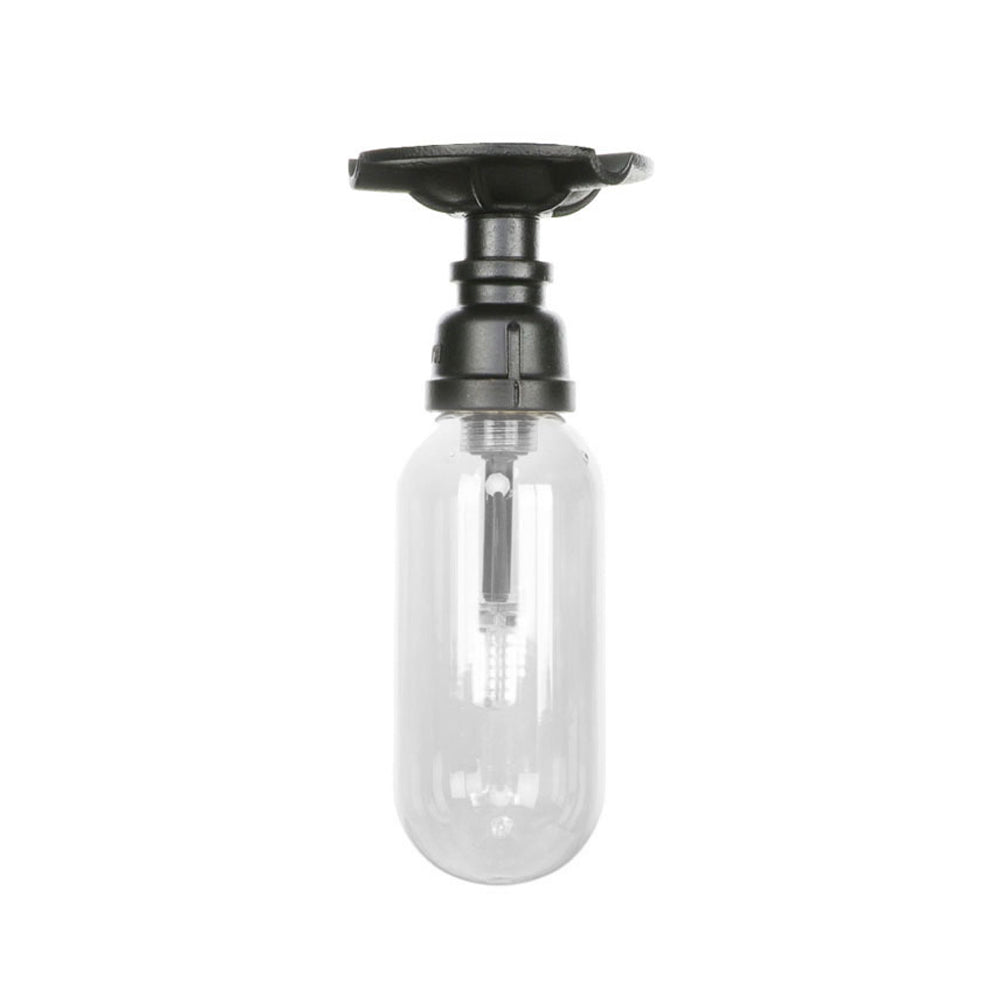 Industrial Clear Glass Semi-Flush Ceiling Light with Pipe Design