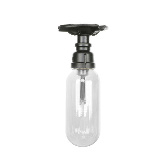 Industrial Clear Glass Semi-Flush Ceiling Light With Pipe Design