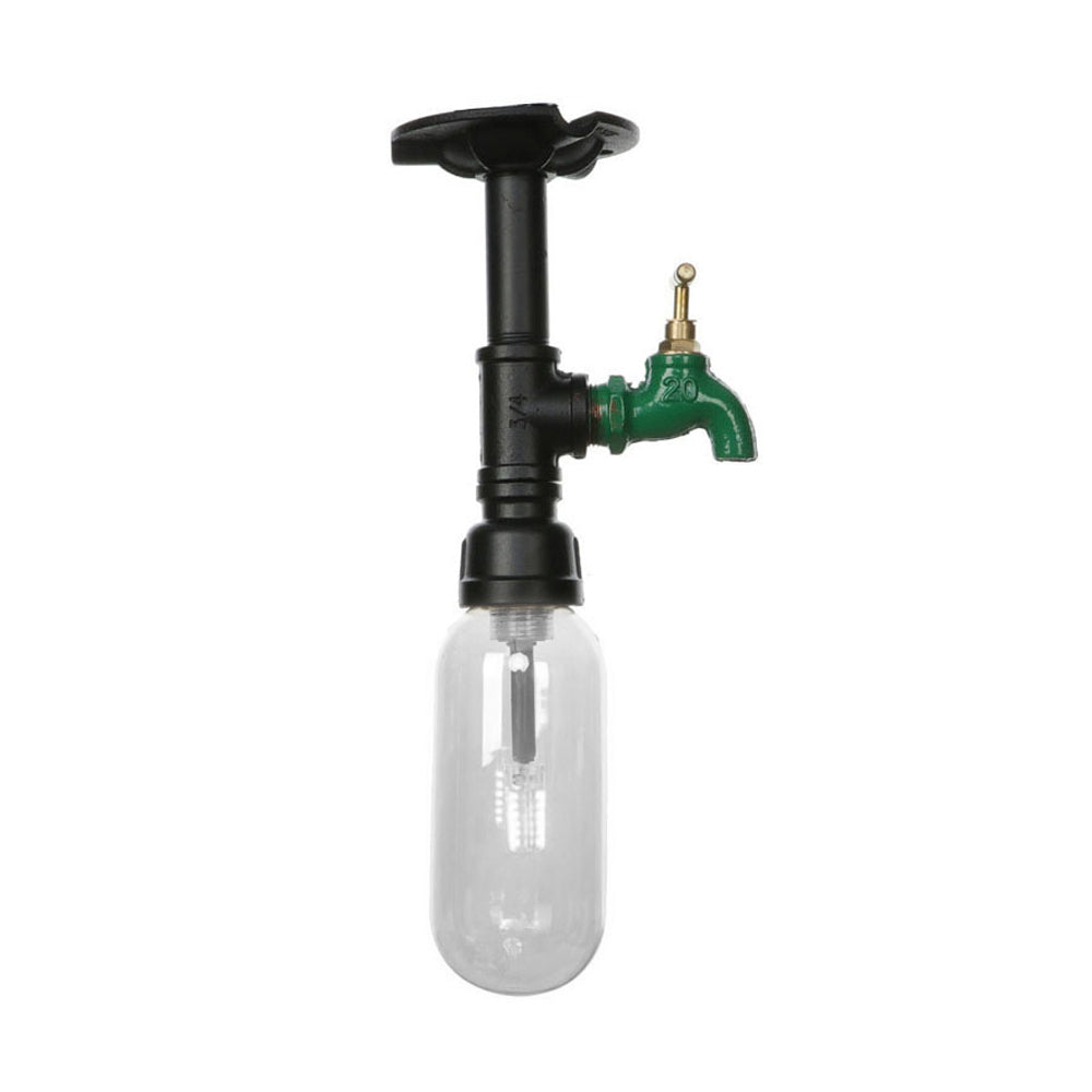 Industrial Clear Glass Semi-Flush Ceiling Light with Pipe Design