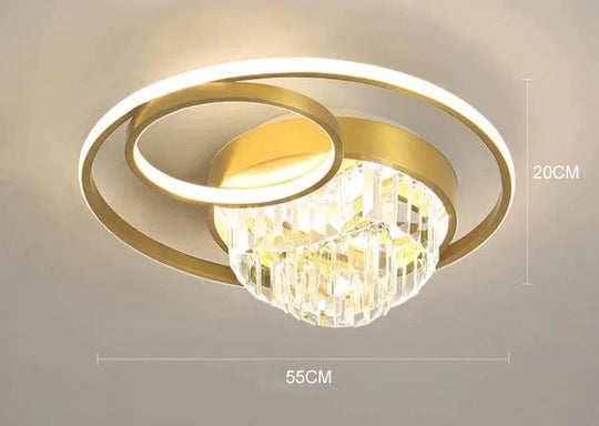 Creative Crystal Light In The Bedroom Copper Ceiling Lamp