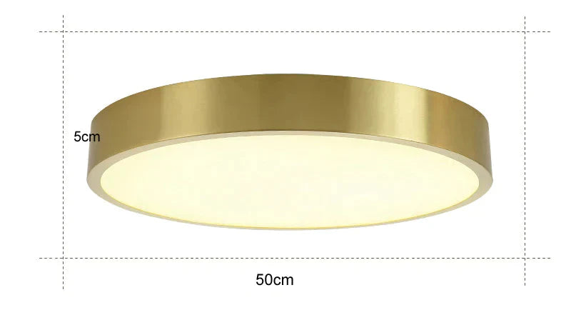 Simple Modern Nordic Corridor Copper Round Led Ceiling Lamp