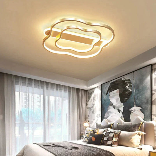 Room Light Flower Nordic Ceiling Lamp Simple Modern Brushed Gold Led Study Room Lamp Warm Romantic Bedroom Lamps