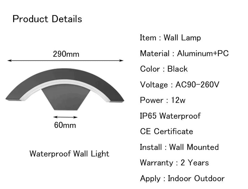 24w LED Outdoor Waterproof Walkway Front Door Garden Porch Wall Light Modern Indoor Corridor Wall Lighting Light Fixture ML35