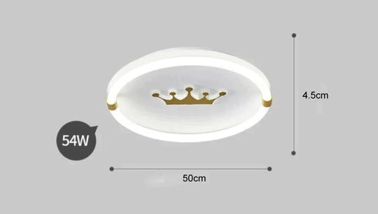 Nordic Warm Crown Master Bedroom Led Ceiling Lamp 50Cm White Light