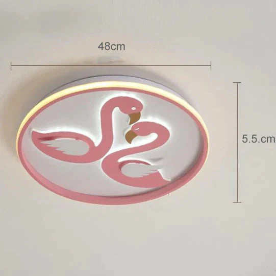 Creative Pink Flamingo Led Bedroom Ceiling Lamp