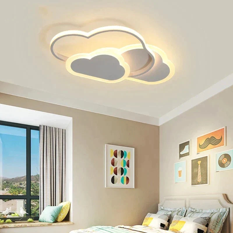 Kids Room Led Chandelier Light For Baby Bedroom New Modern Lamp With Remote Control White Pink Color