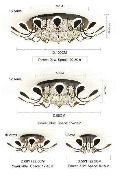 Crystal Modern Led Ceiling Lighst For Living Room Bedroom Study Room White/Black Color Ceiling Lamp Led Plafond