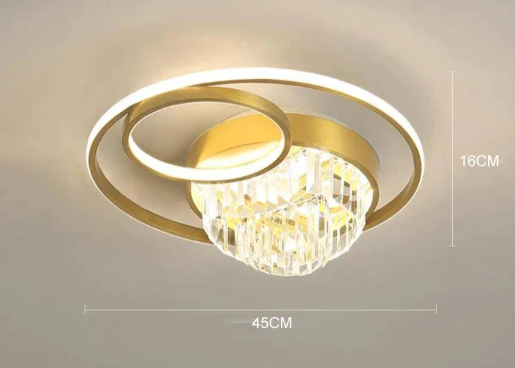 Creative Crystal light in the bedroom Copper Ceiling Lamp