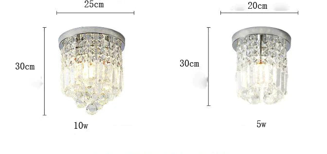 Luxury Bedroom Dining Hall Aisle Led Round Crystal Ceiling Lamp Light